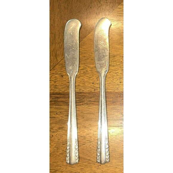 Vintage Alvin Chapel Bells Butter Spreaders Set 2 Sterling Silver Flatware HS108 - Picture 3 of 5